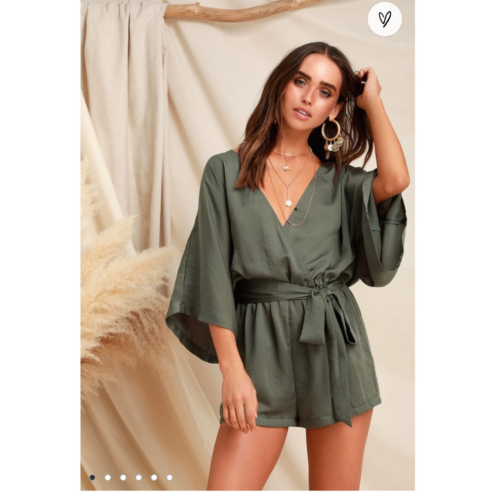 LULU’S Ain't It Grand Olive Green Romper